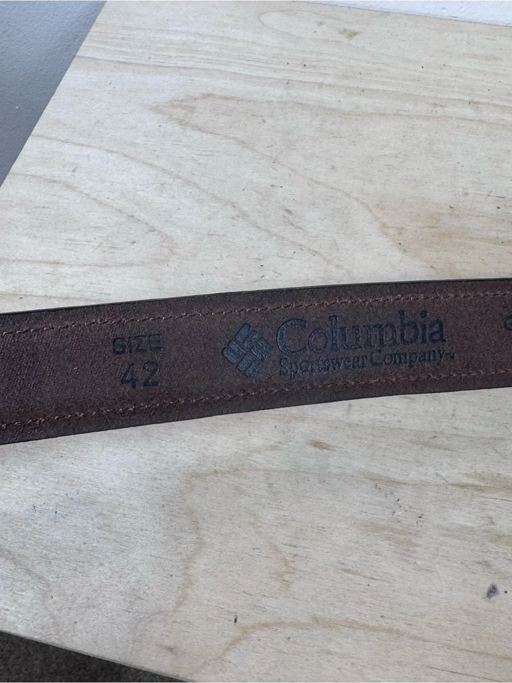 Columbia Brown Leather Belt Multicolor Woven Accents 42 Outdoor Gorpcore